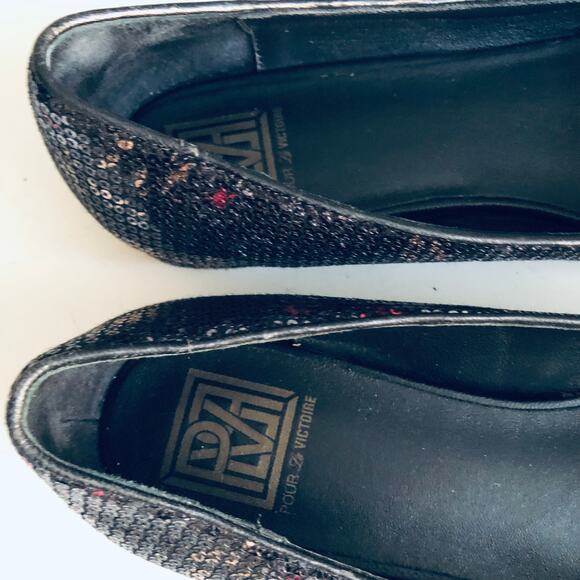 Pour La Victoire 'Hessa' Women's 9 Black Sequin Flower Bow Ballet Flat - Picture 5 of 9